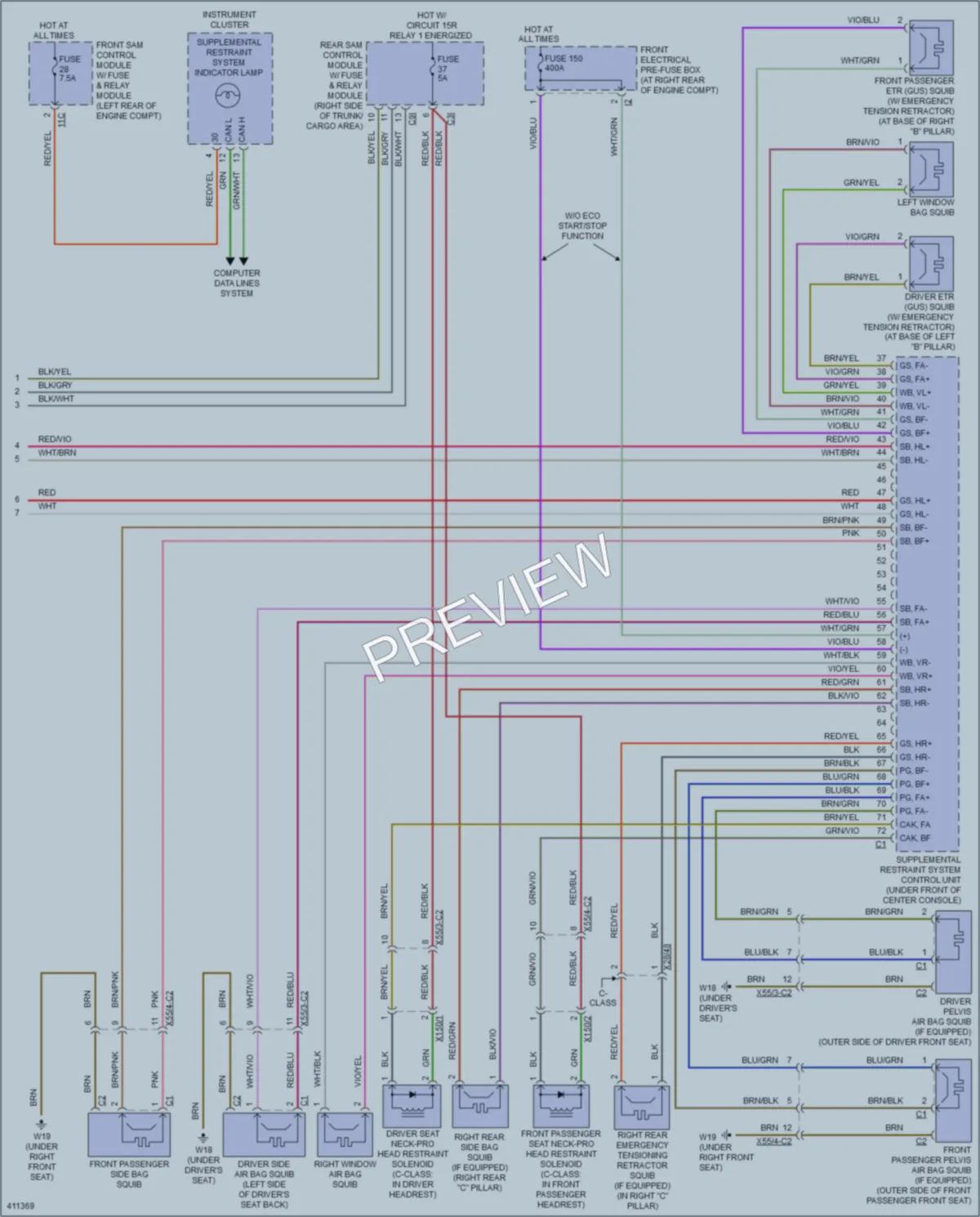 2014 MercedesBenz C250 Supplemental Restraints wiring diagram preview