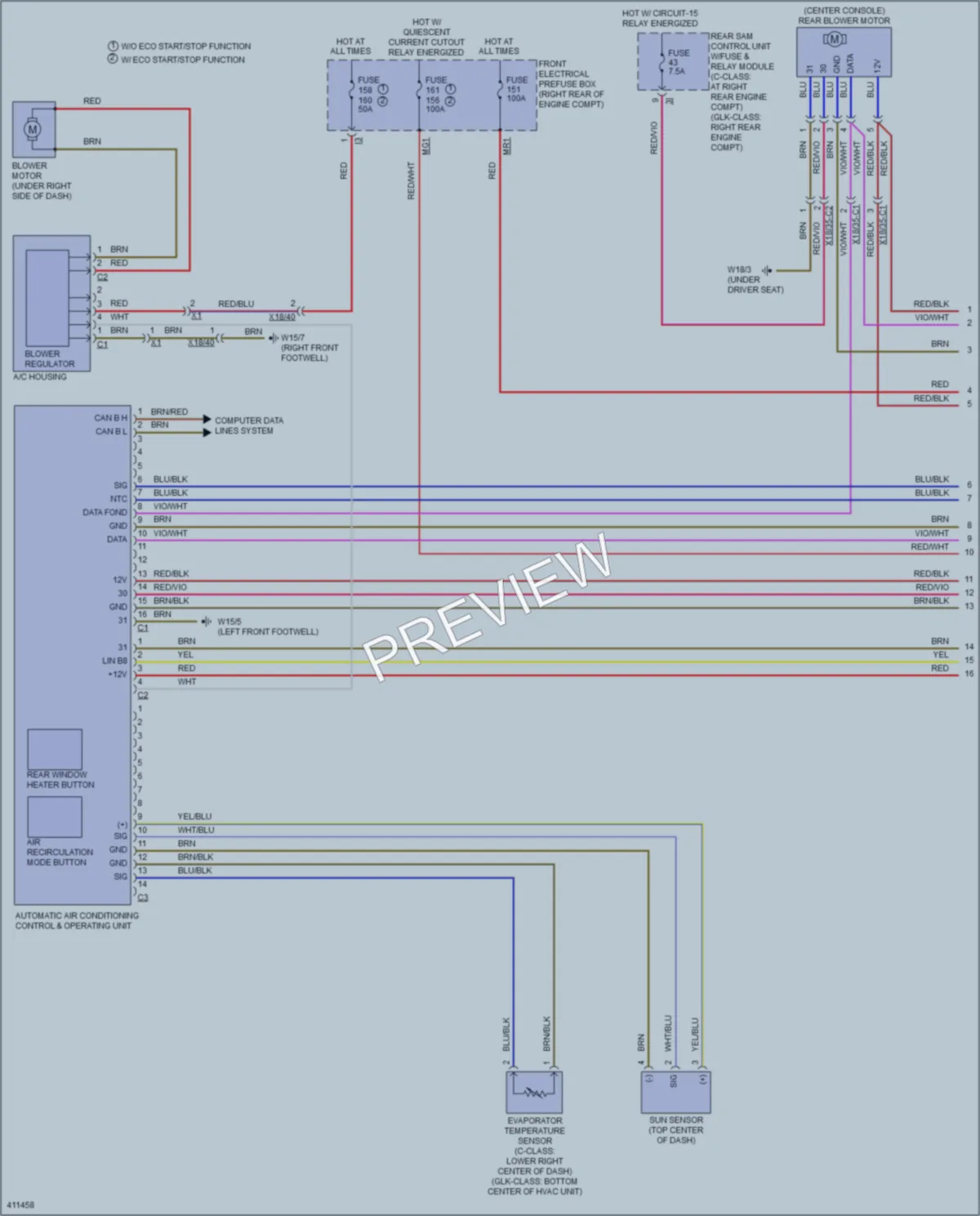 2014 MercedesBenz C350 Air Conditioning wiring diagram preview
