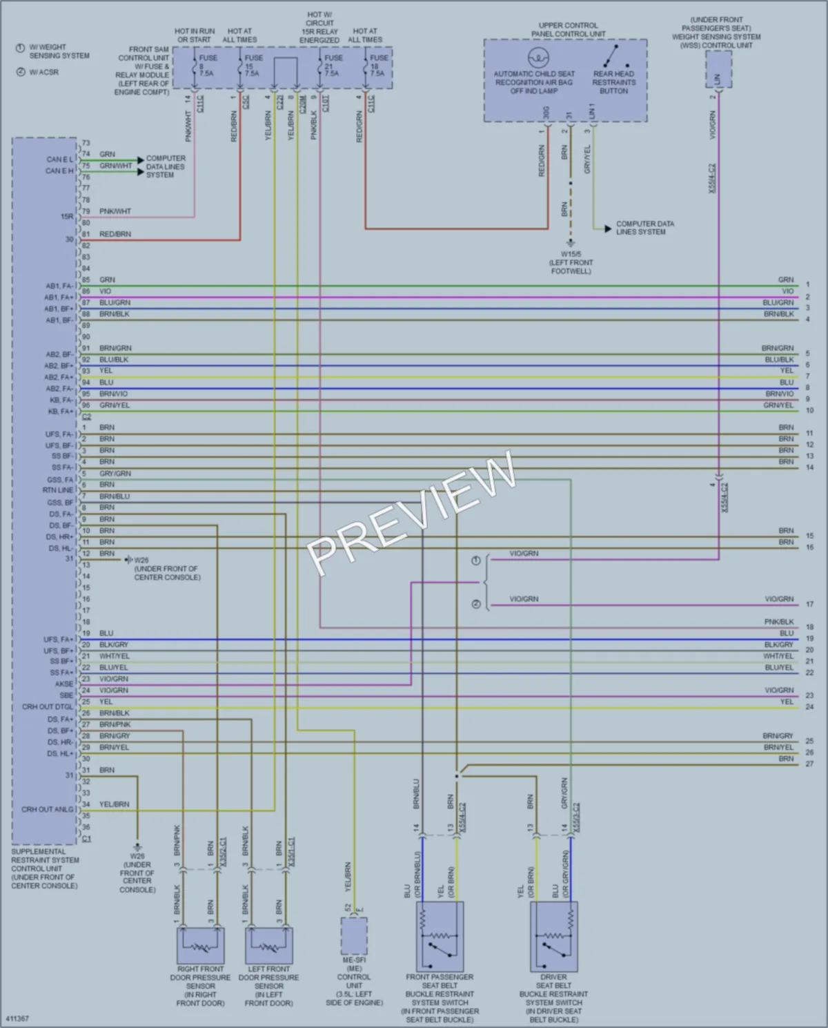 2014 MercedesBenz C350 Supplemental Restraints wiring diagram preview