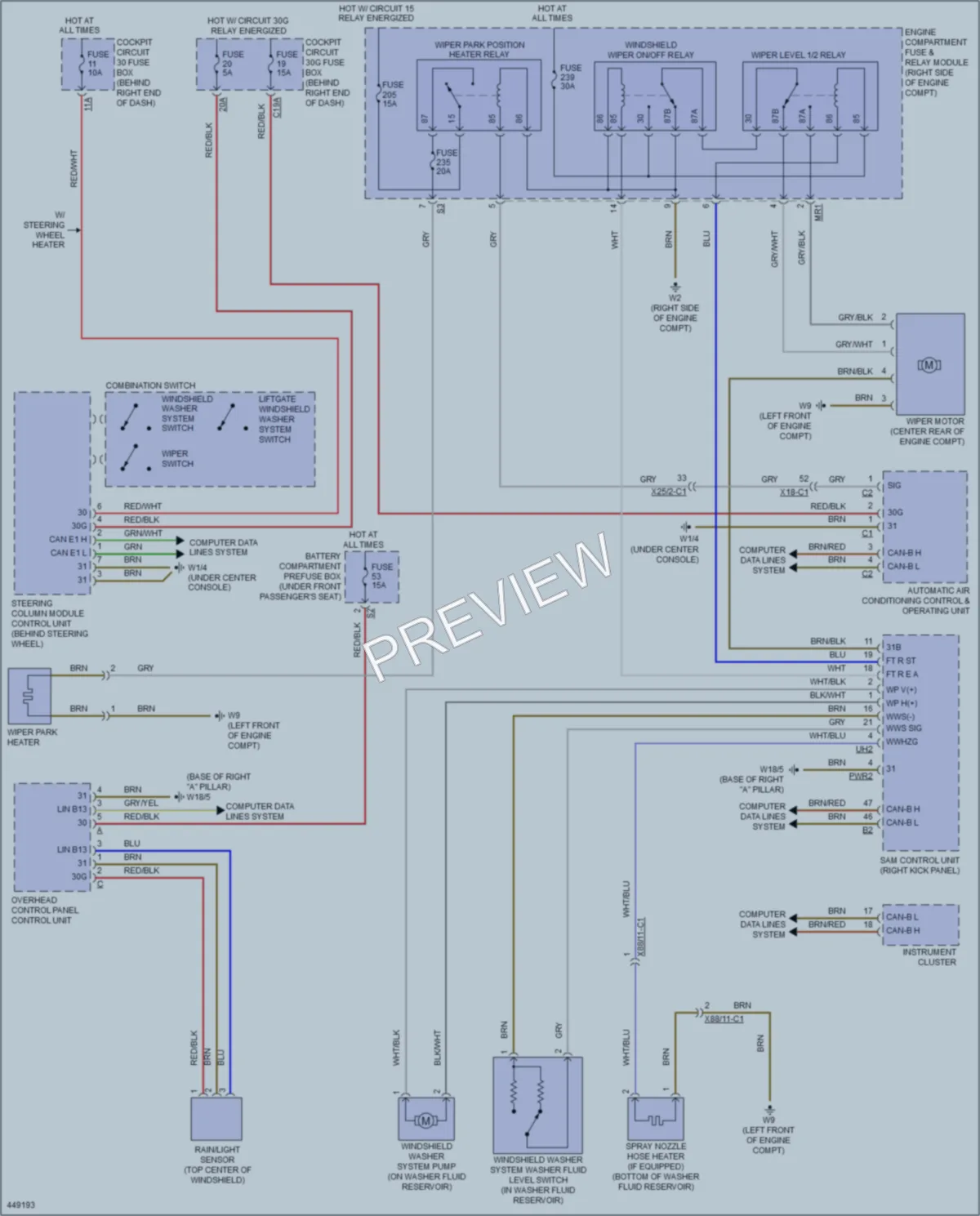 2014 MercedesBenz GL450 Wiper Washer wiring diagram preview