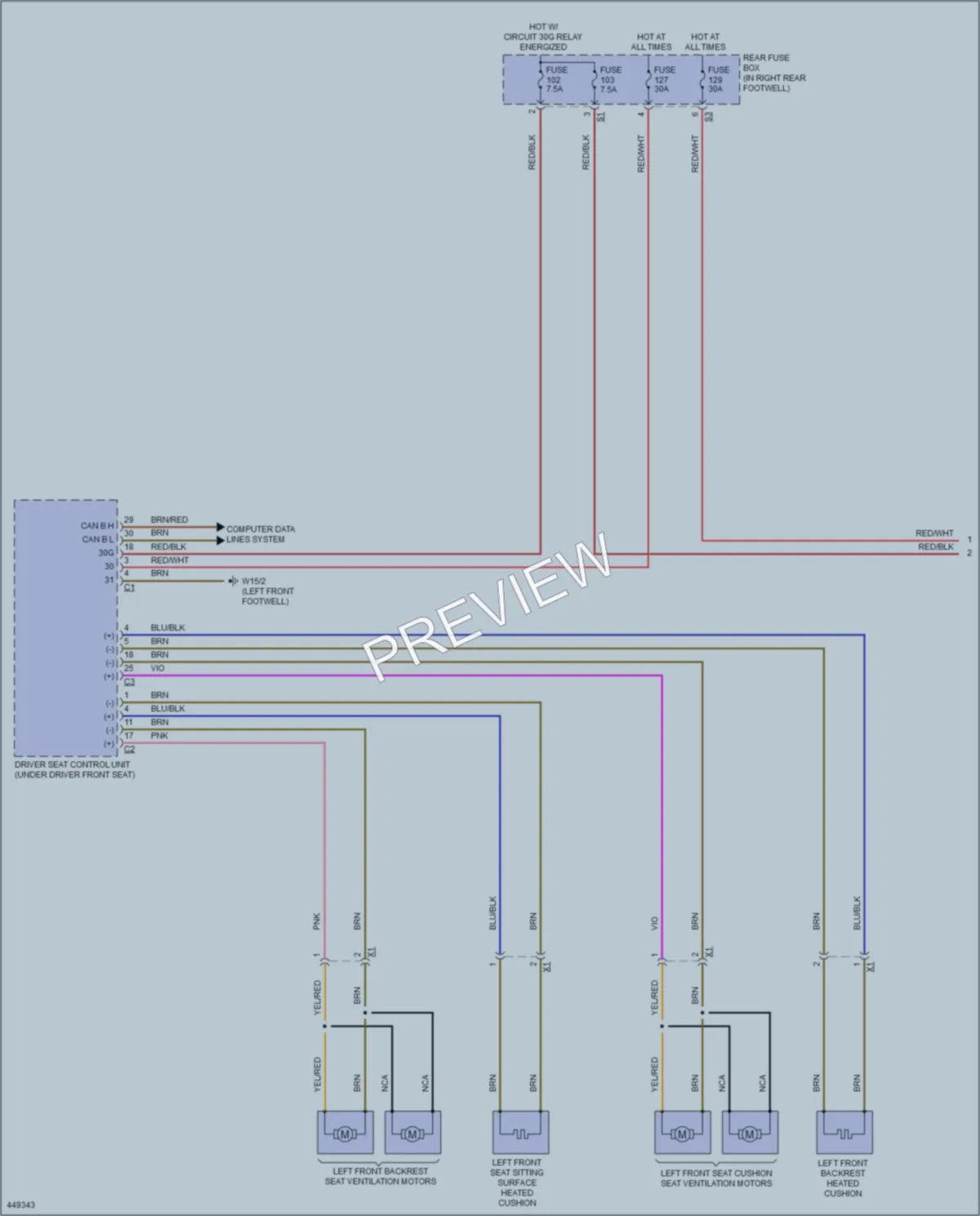2014 MercedesBenz GL550 Power Seats wiring diagram preview
