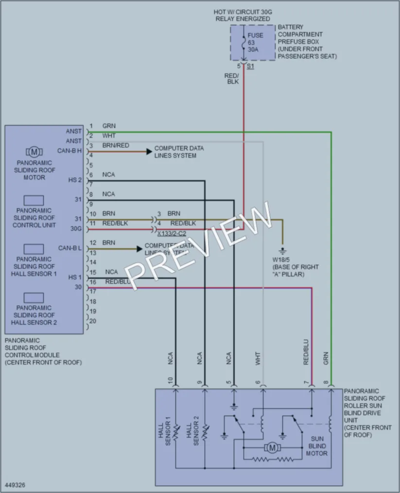2014 MercedesBenz GL550 Power Top Sunroof wiring diagram preview