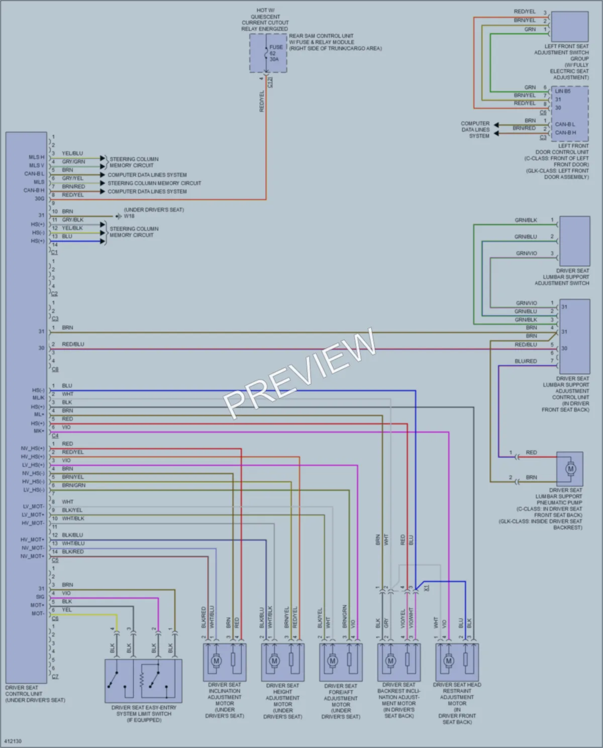 2014 MercedesBenz GLK350 Memory Systems wiring diagram preview