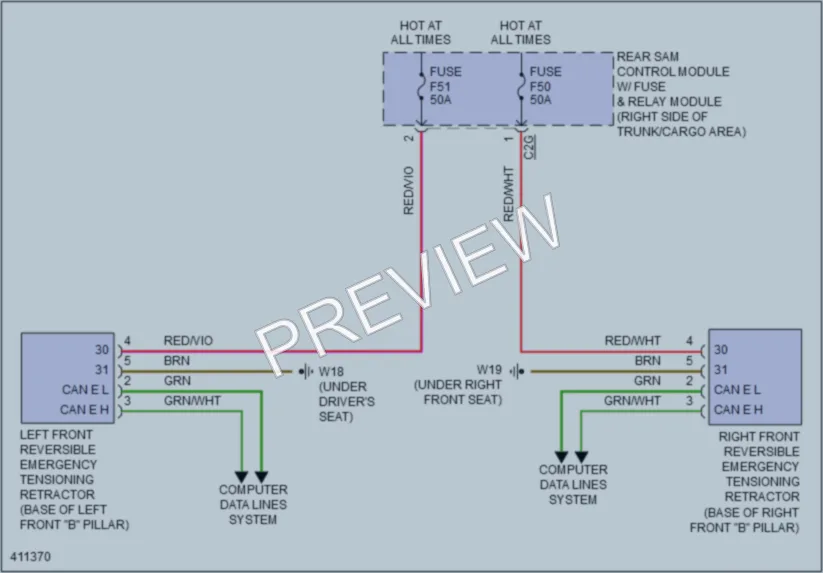 2014 MercedesBenz GLK350 Supplemental Restraints wiring diagram preview