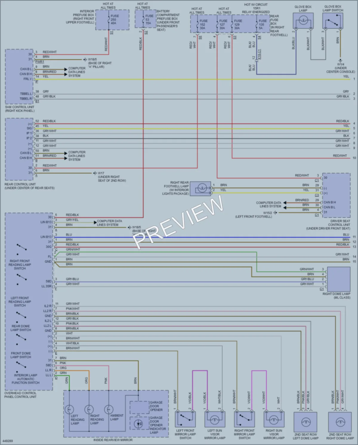 2014 MercedesBenz ML350BLUETEC Interior Lights wiring diagram preview