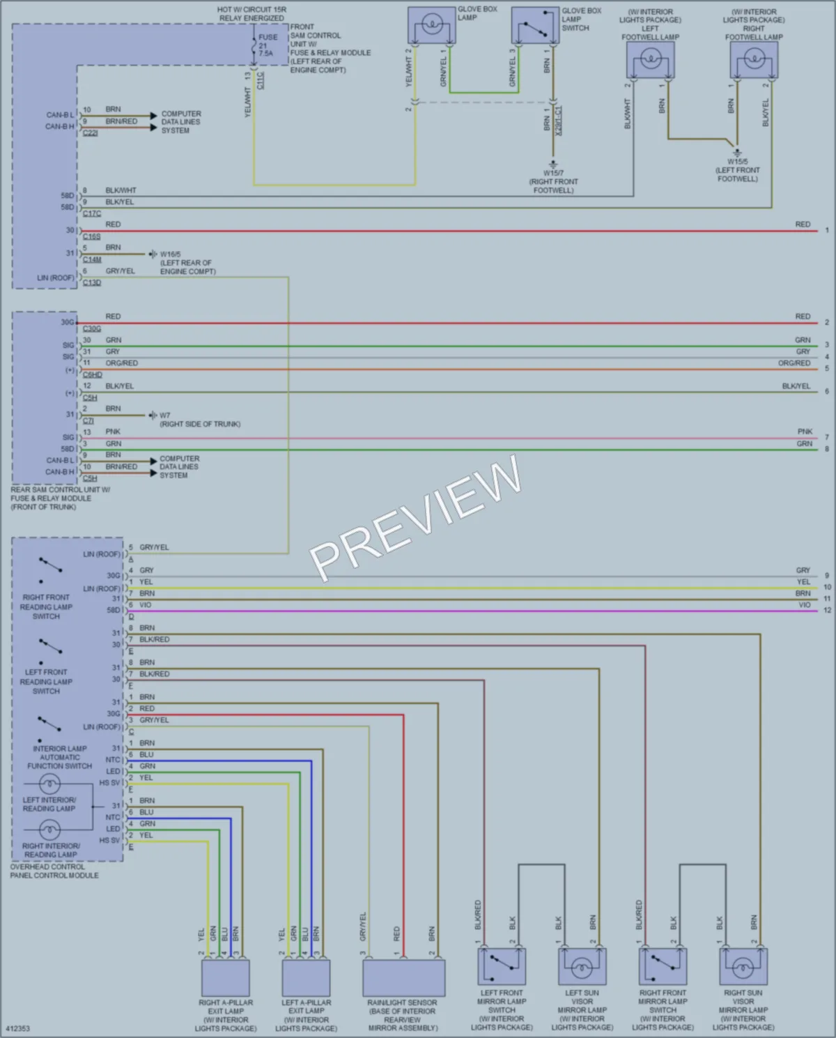 2014 MercedesBenz SLK350 Interior Lights wiring diagram preview
