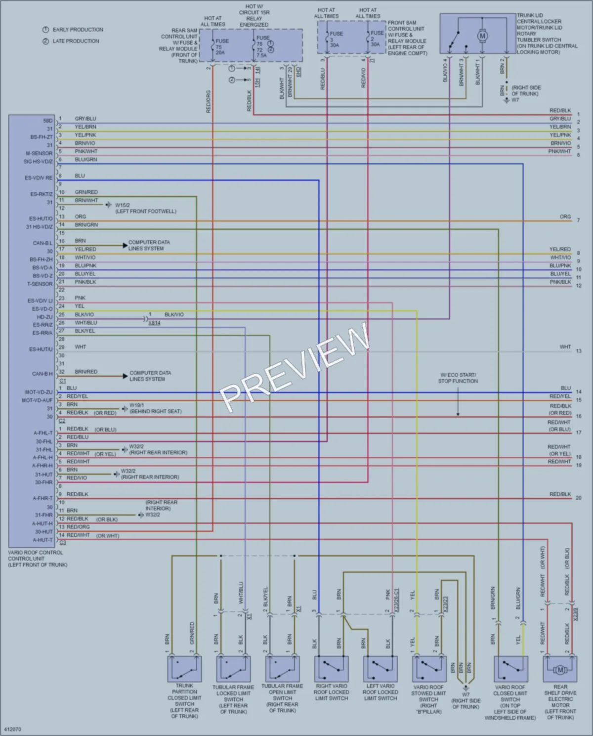2014 MercedesBenz SLK350 Power Top Sunroof wiring diagram preview