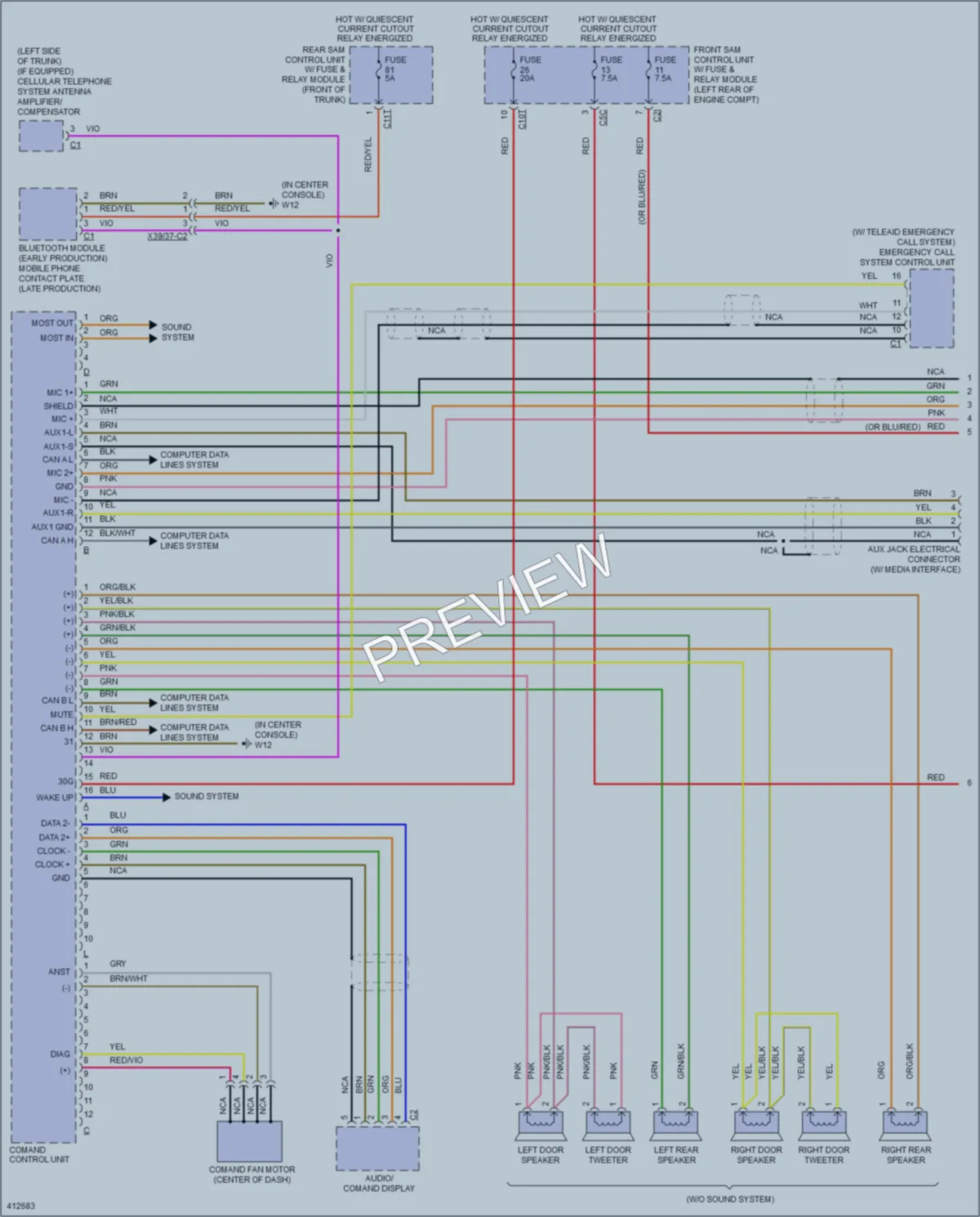 2014 MercedesBenz SLK350 Radio wiring diagram preview