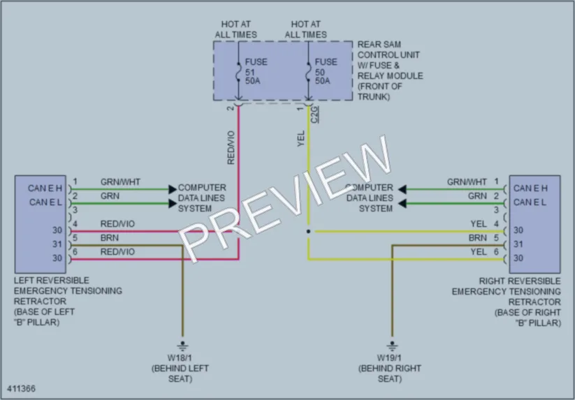 2014 MercedesBenz SLK350 Supplemental Restraints wiring diagram preview