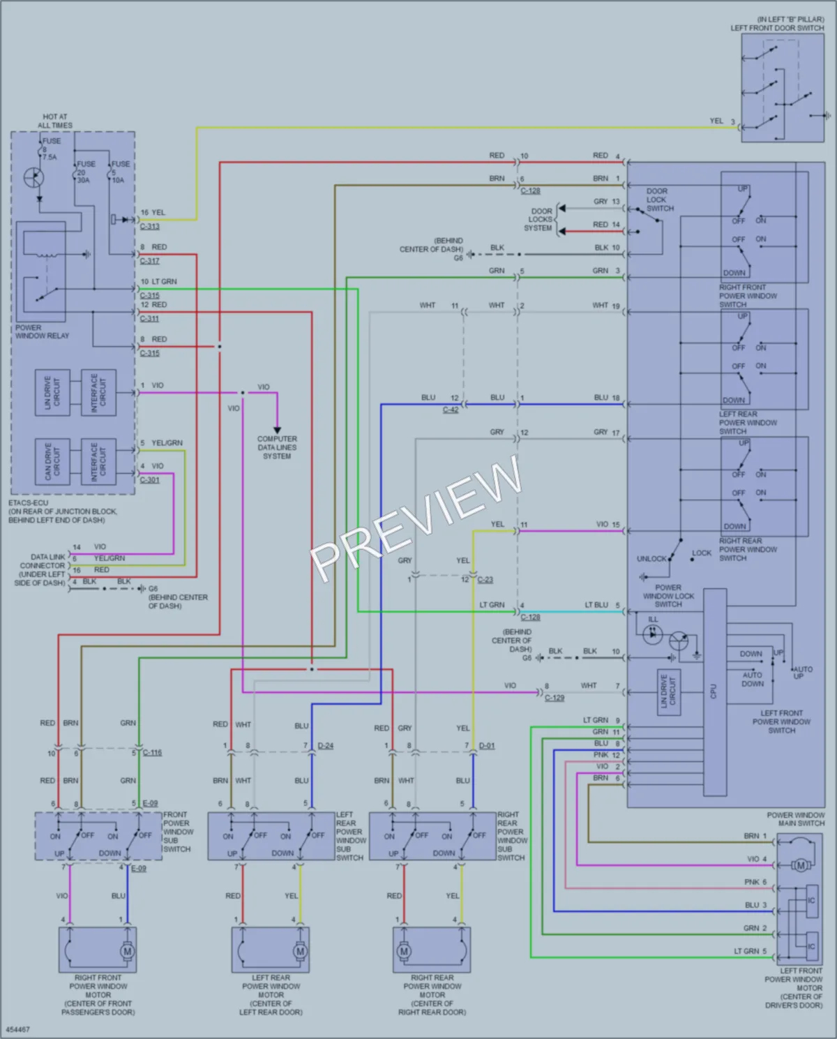 2014 Mitsubishi Lancer Power Windows wiring diagram preview