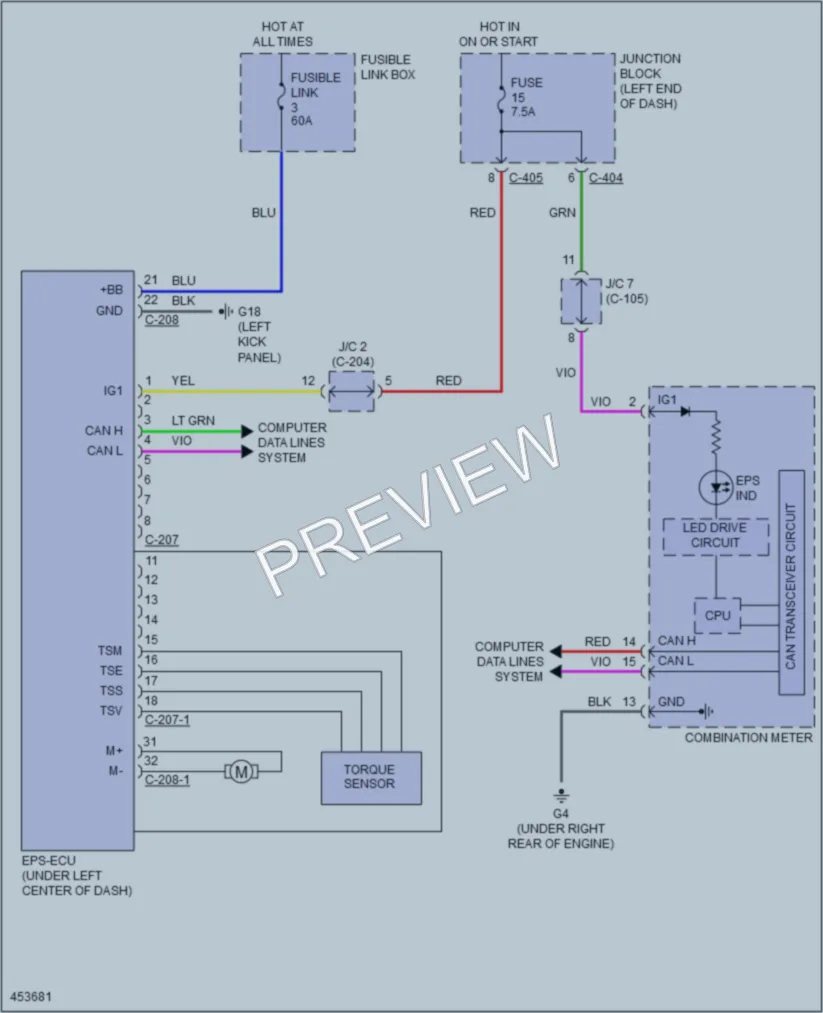 2014 Mitsubishi Mirage Electronic Power Steering wiring diagram preview