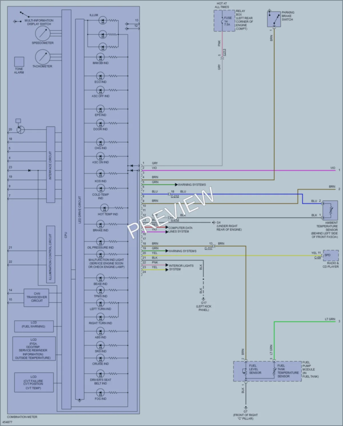 2014 Mitsubishi Mirage Instrument Cluster wiring diagram preview