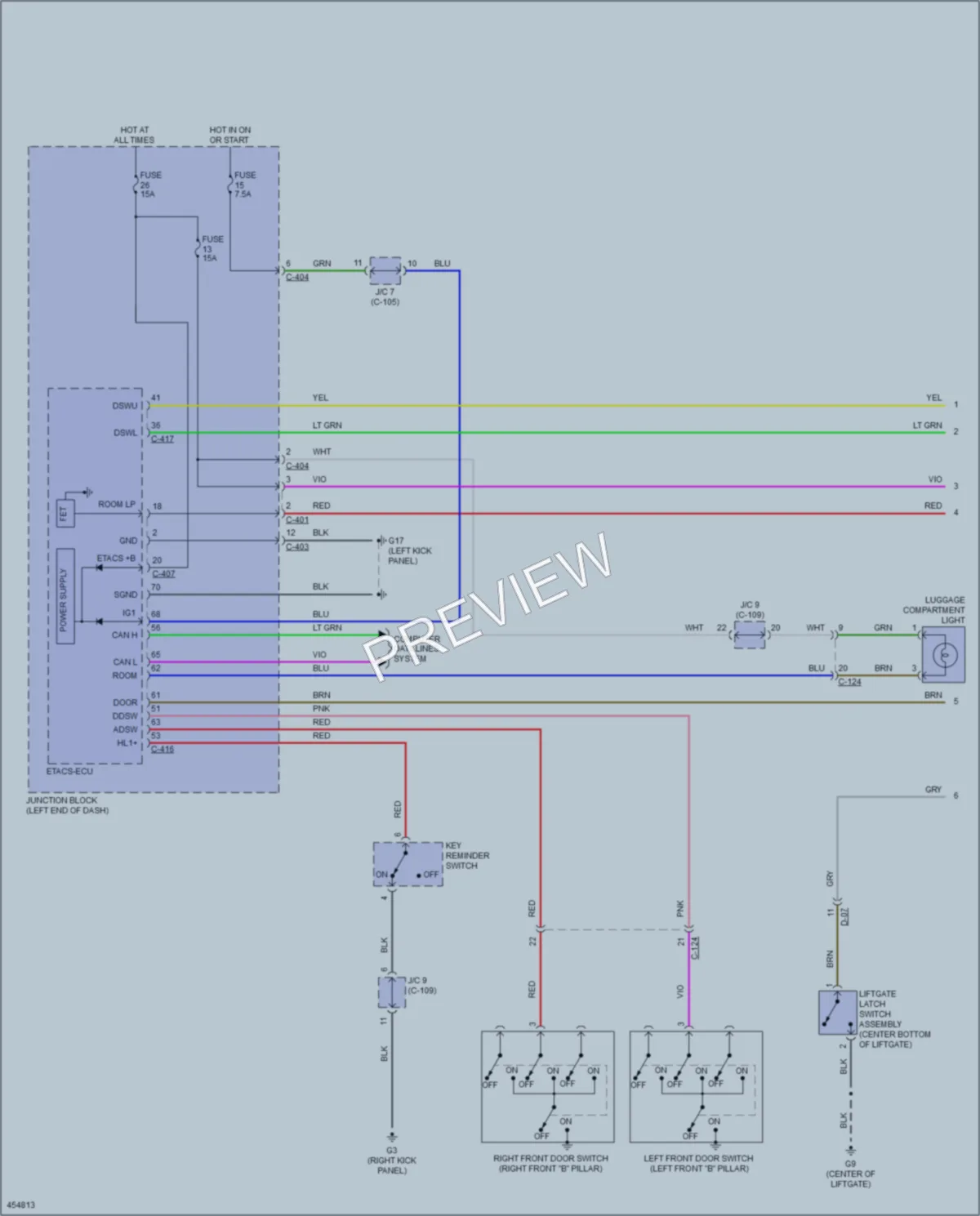 2014 Mitsubishi Mirage Interior Lights wiring diagram preview