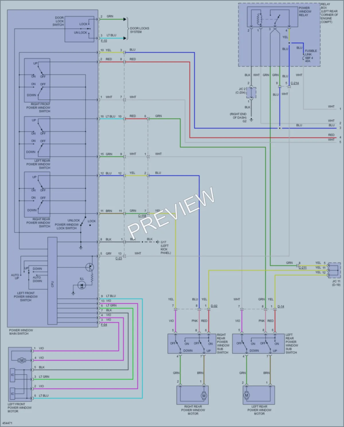 2014 Mitsubishi Mirage Power Windows wiring diagram preview