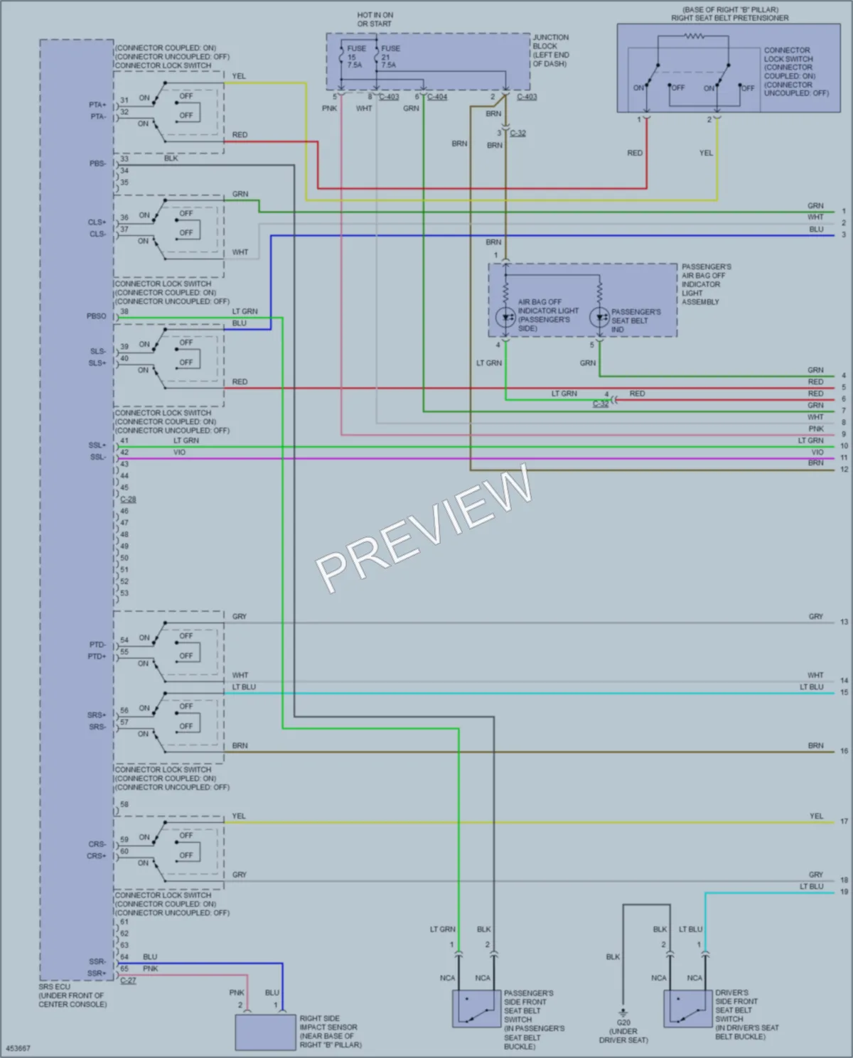 2014 Mitsubishi Mirage Supplemental Restraints wiring diagram preview