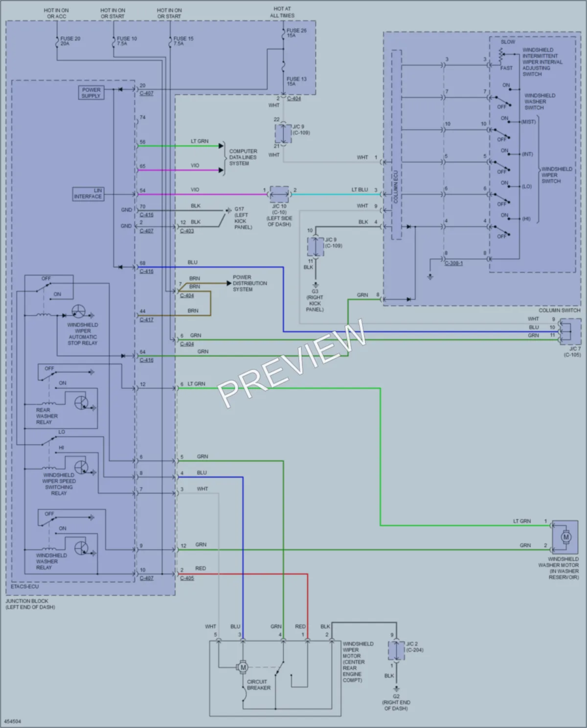 2014 Mitsubishi Mirage Wiper Washer wiring diagram preview