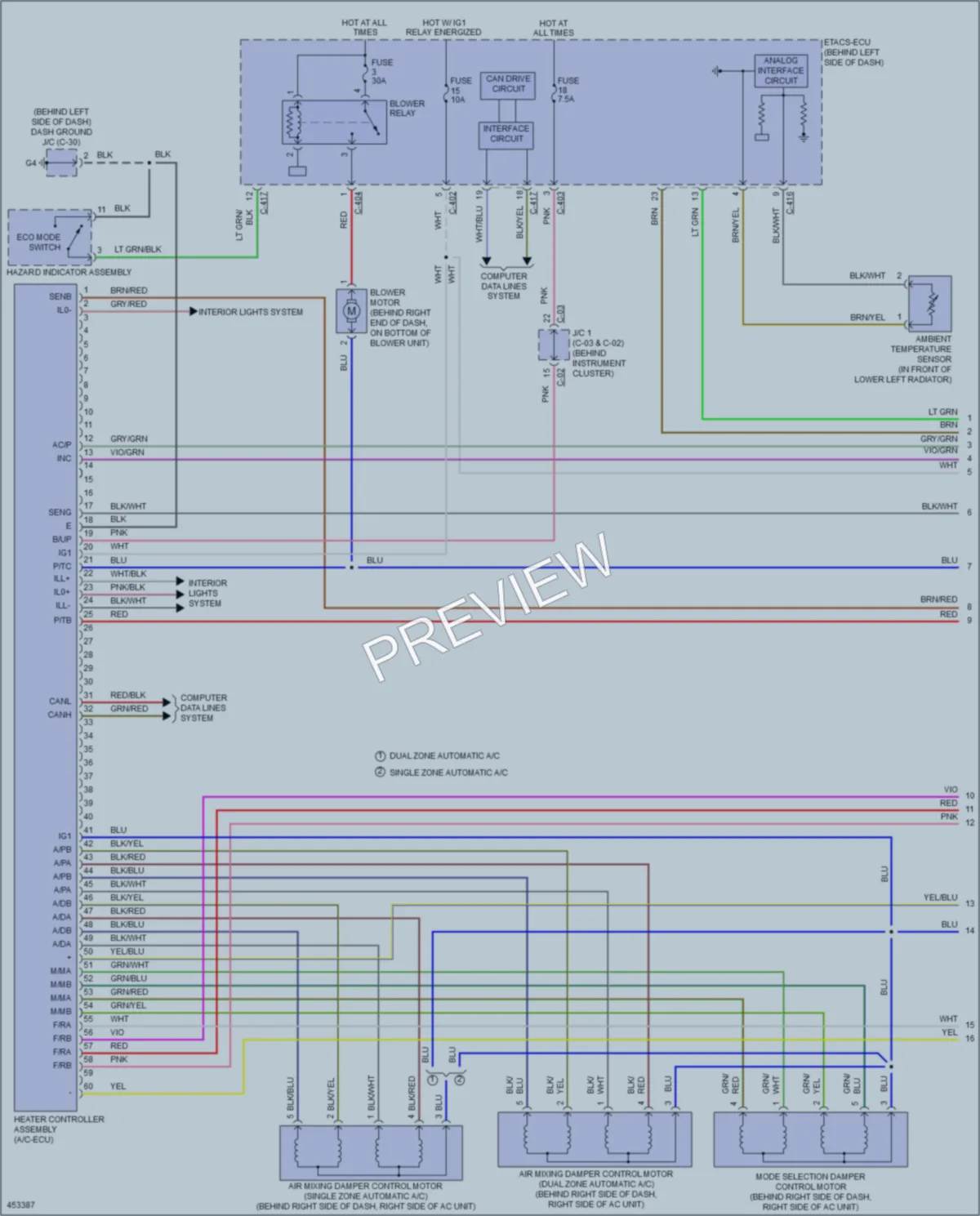 2014 Mitsubishi Outlander Air Conditioning wiring diagram preview