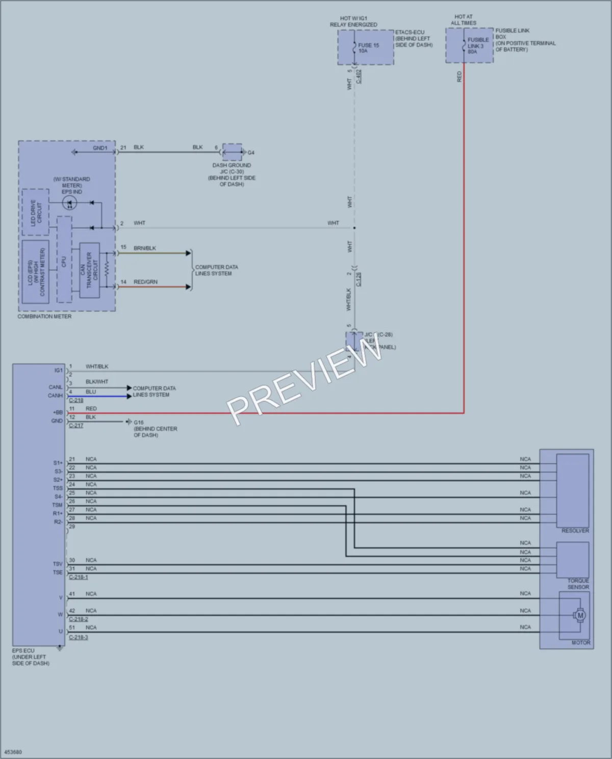 2014 Mitsubishi Outlander Electronic Power Steering wiring diagram preview