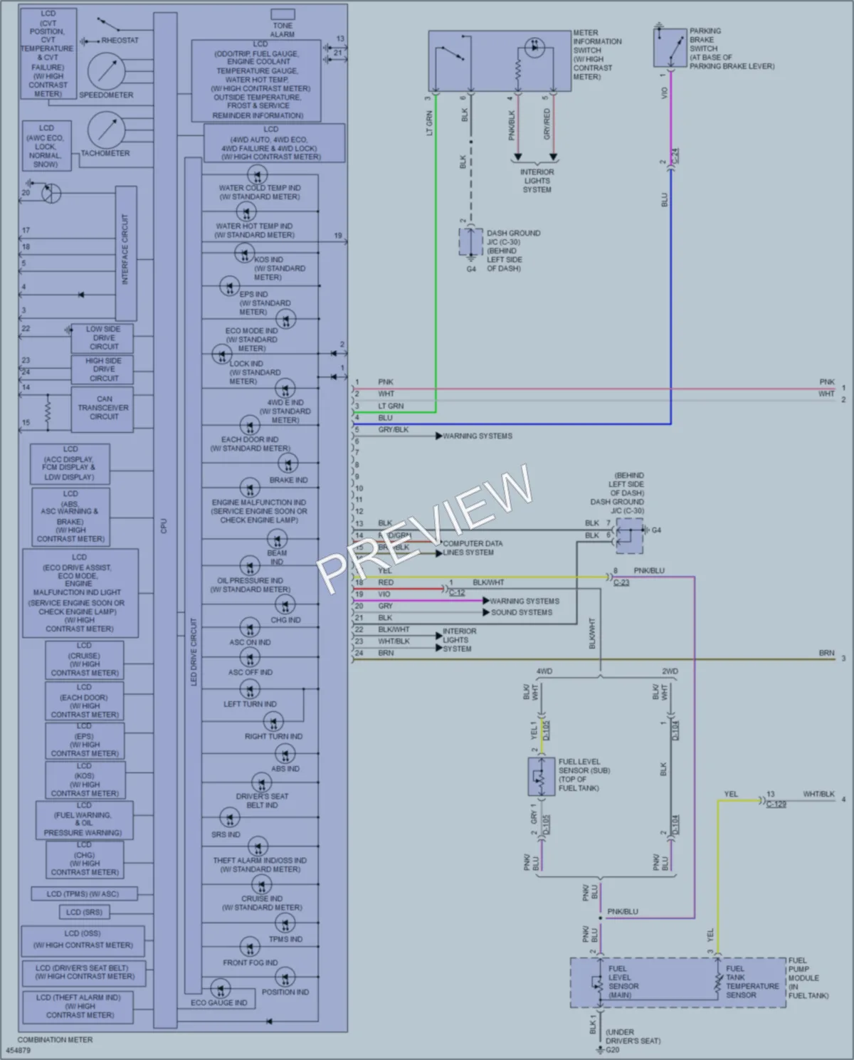 2014 Mitsubishi Outlander Instrument Cluster wiring diagram preview