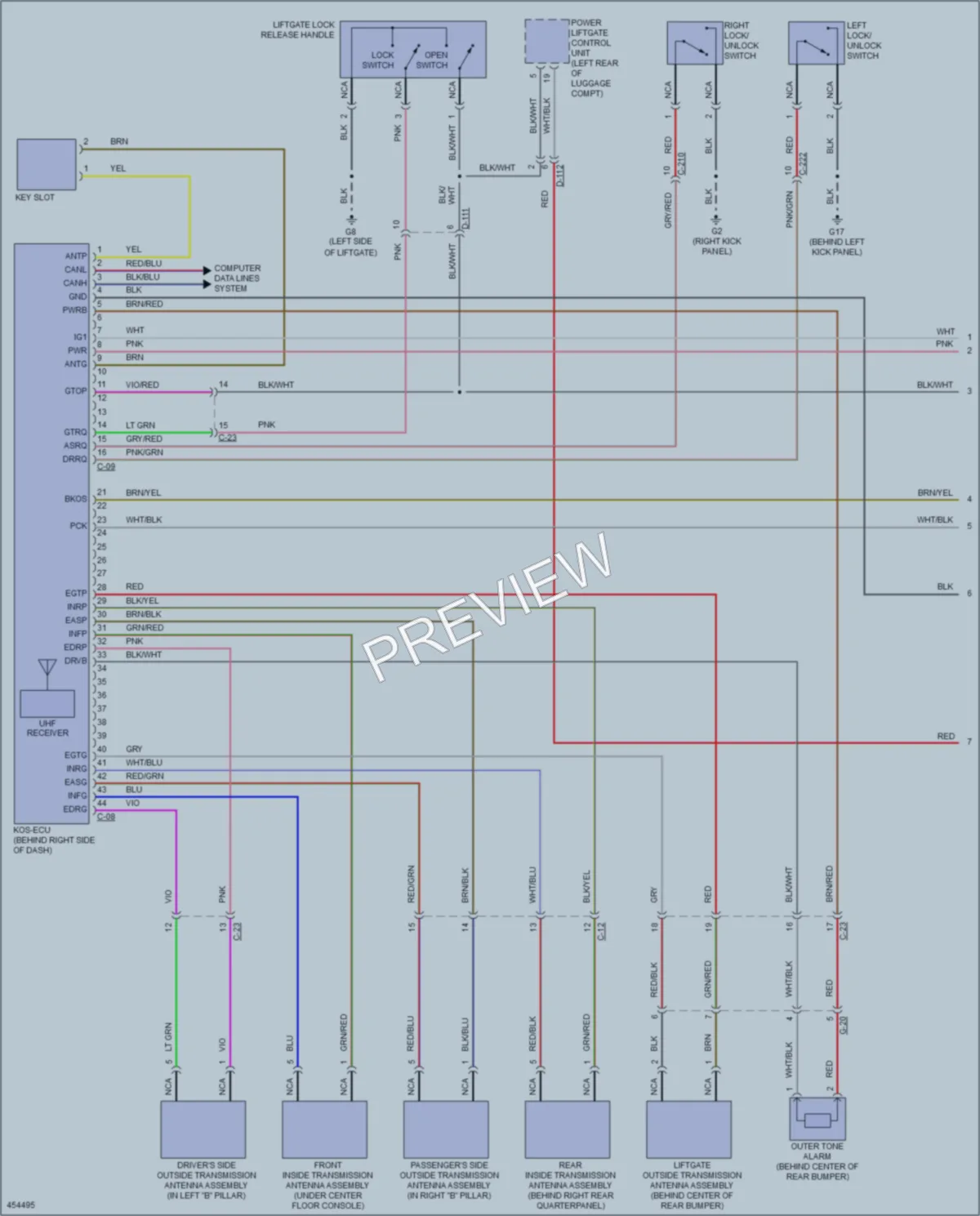 2014 Mitsubishi Outlander Power Door Locks wiring diagram preview
