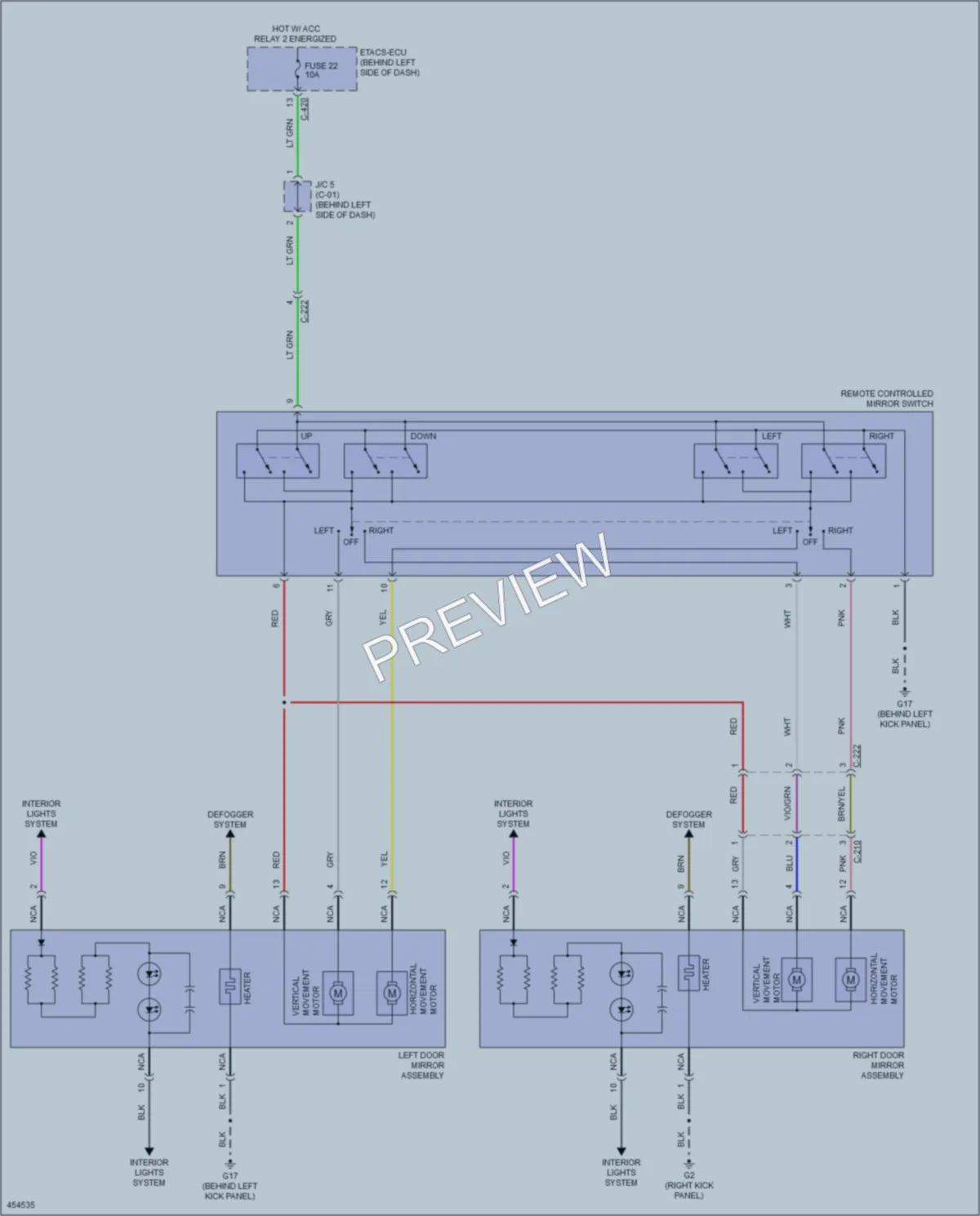 2014 Mitsubishi Outlander Power Mirrors wiring diagram preview