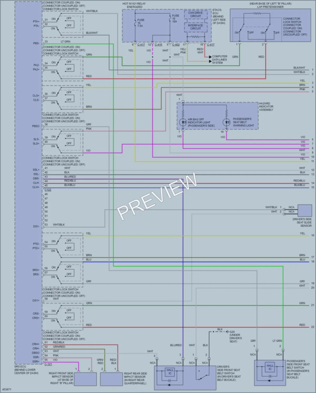 2014 Mitsubishi Outlander Supplemental Restraints wiring diagram preview