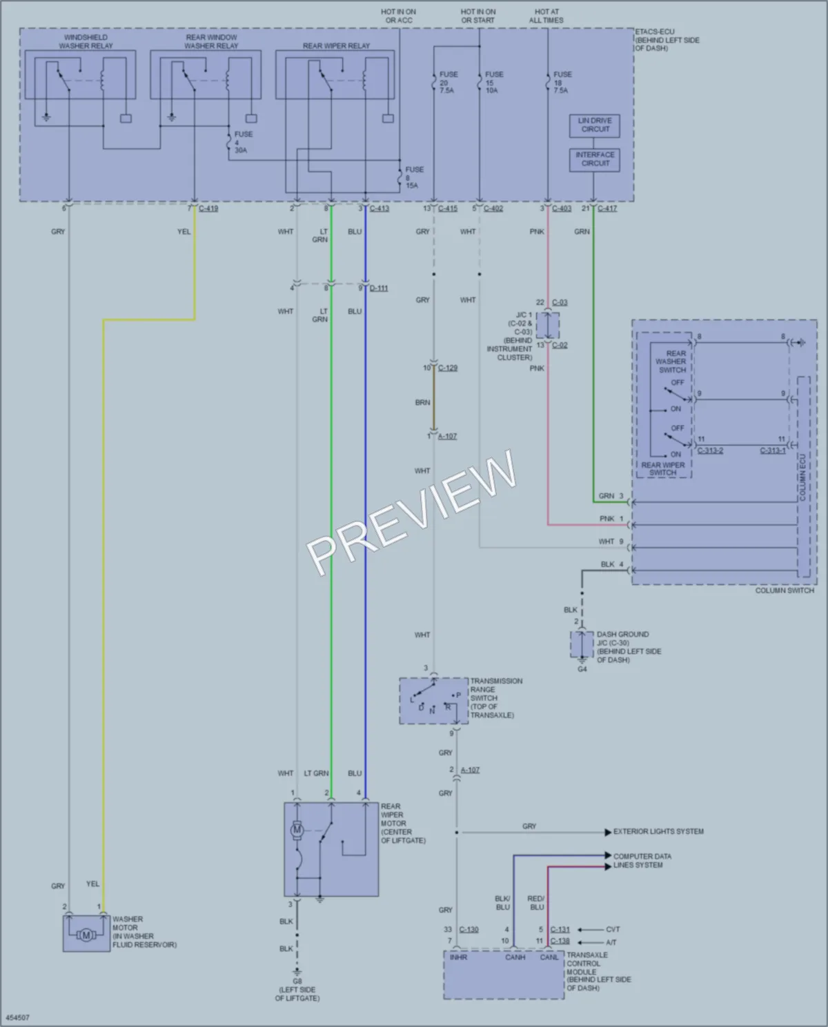 2014 Mitsubishi Outlander Wiper Washer wiring diagram preview