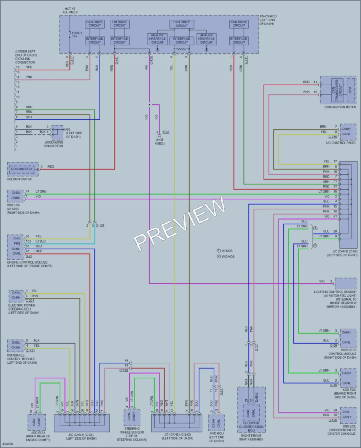 2014 Mitsubishi OutlanderSport Computer Data Lines wiring diagram preview