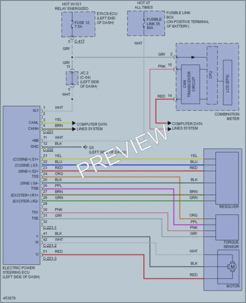 2014 Mitsubishi OutlanderSport Electronic Power Steering wiring diagram preview