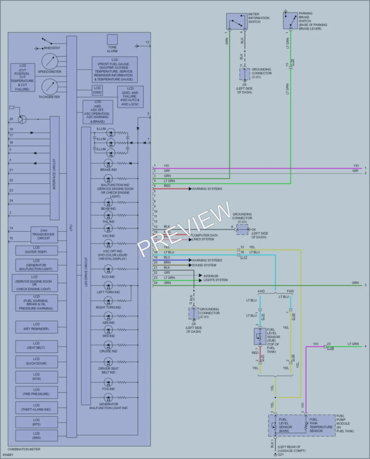 2014 Mitsubishi OutlanderSport Instrument Cluster wiring diagram preview