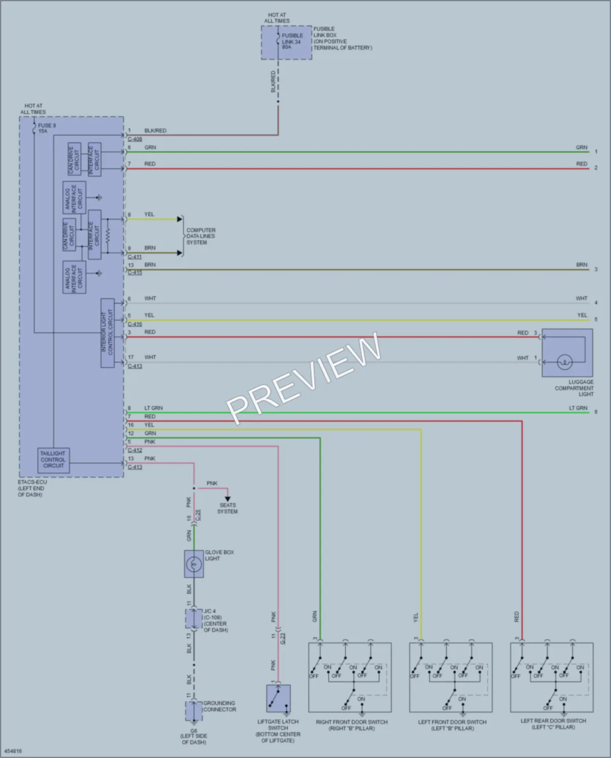 2014 Mitsubishi OutlanderSport Interior Lights wiring diagram preview