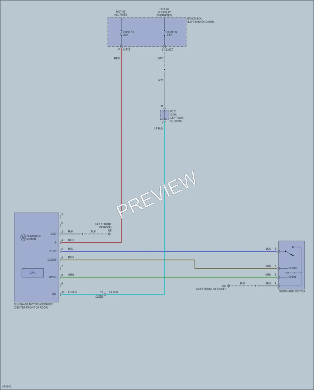 2014 Mitsubishi OutlanderSport Power Top Sunroof wiring diagram preview
