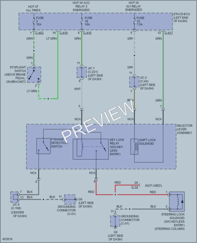 2014 Mitsubishi OutlanderSport Shift Interlock wiring diagram preview