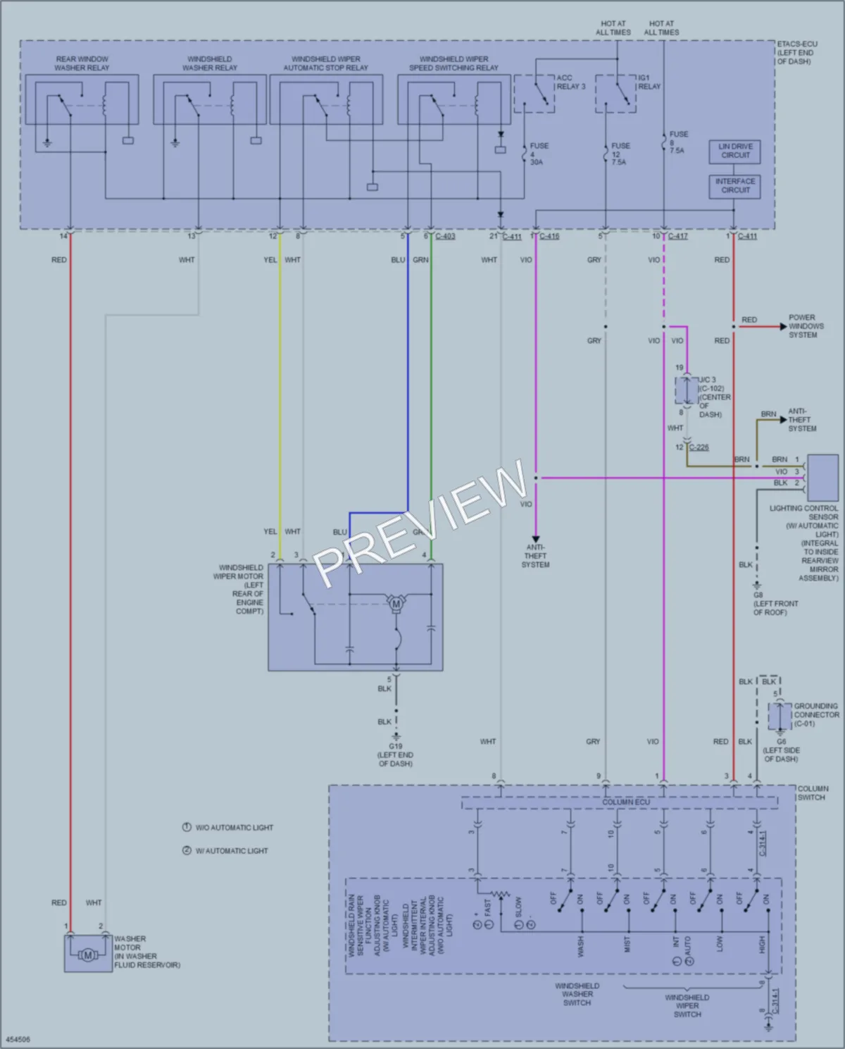 2014 Mitsubishi OutlanderSport Wiper Washer wiring diagram preview