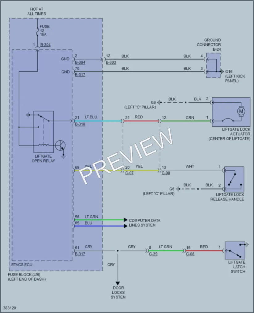 2014 Mitsubishi iMiEV Trunk Tailgate Fuel Door wiring diagram preview