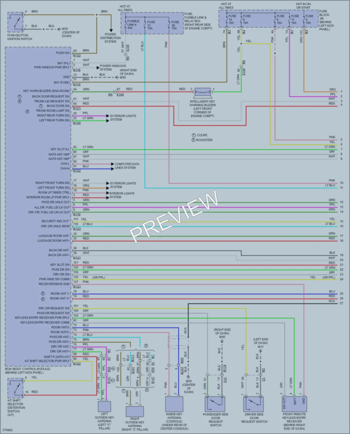 2014 Nissan 370Z Power Door Locks wiring diagram preview