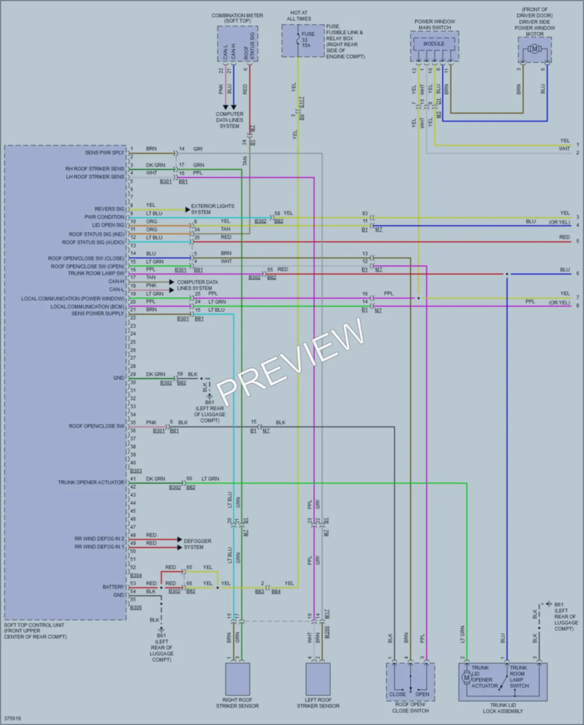 2014 Nissan 370Z Power Top Sunroof wiring diagram preview