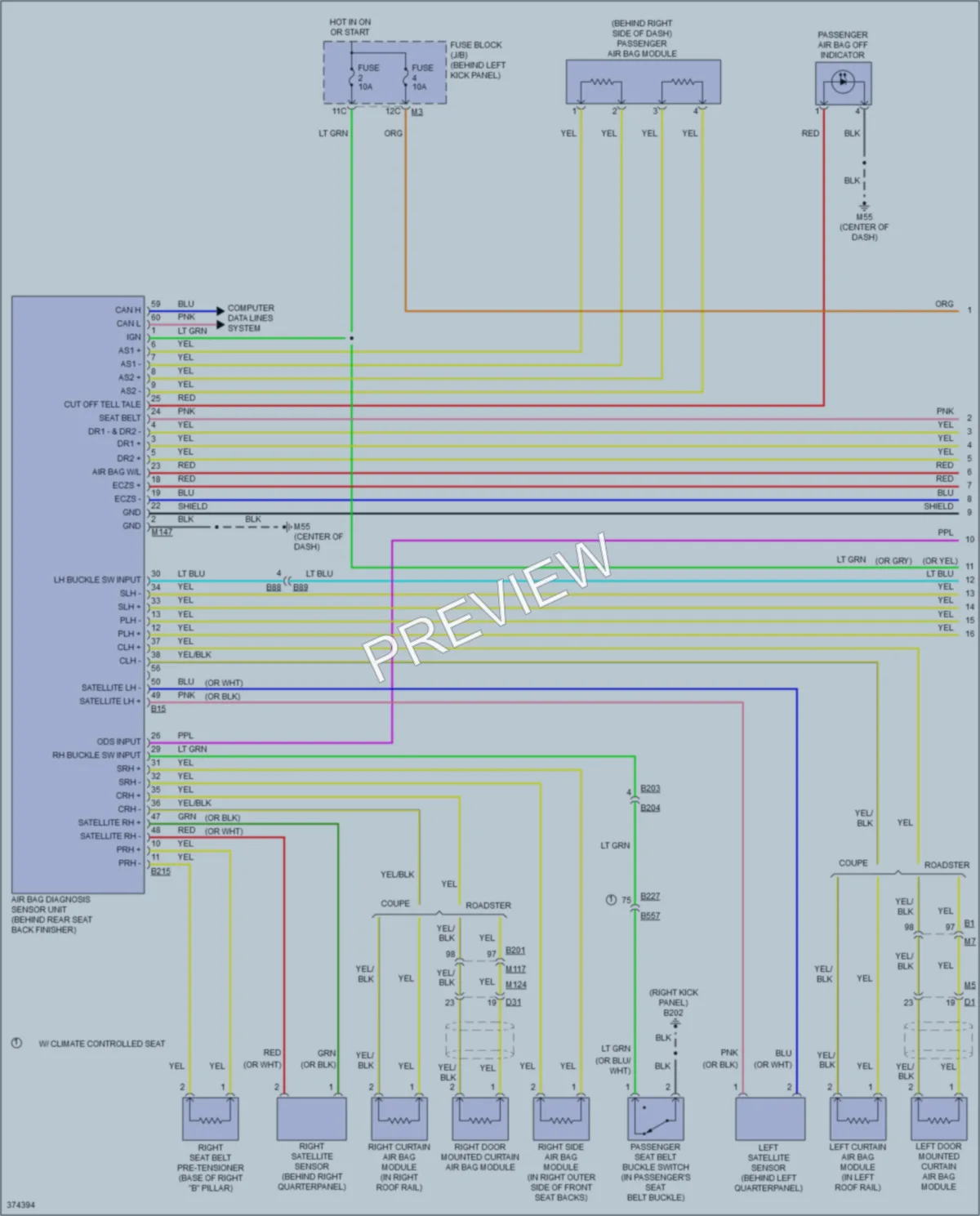 2014 Nissan 370Z Supplemental Restraints wiring diagram preview