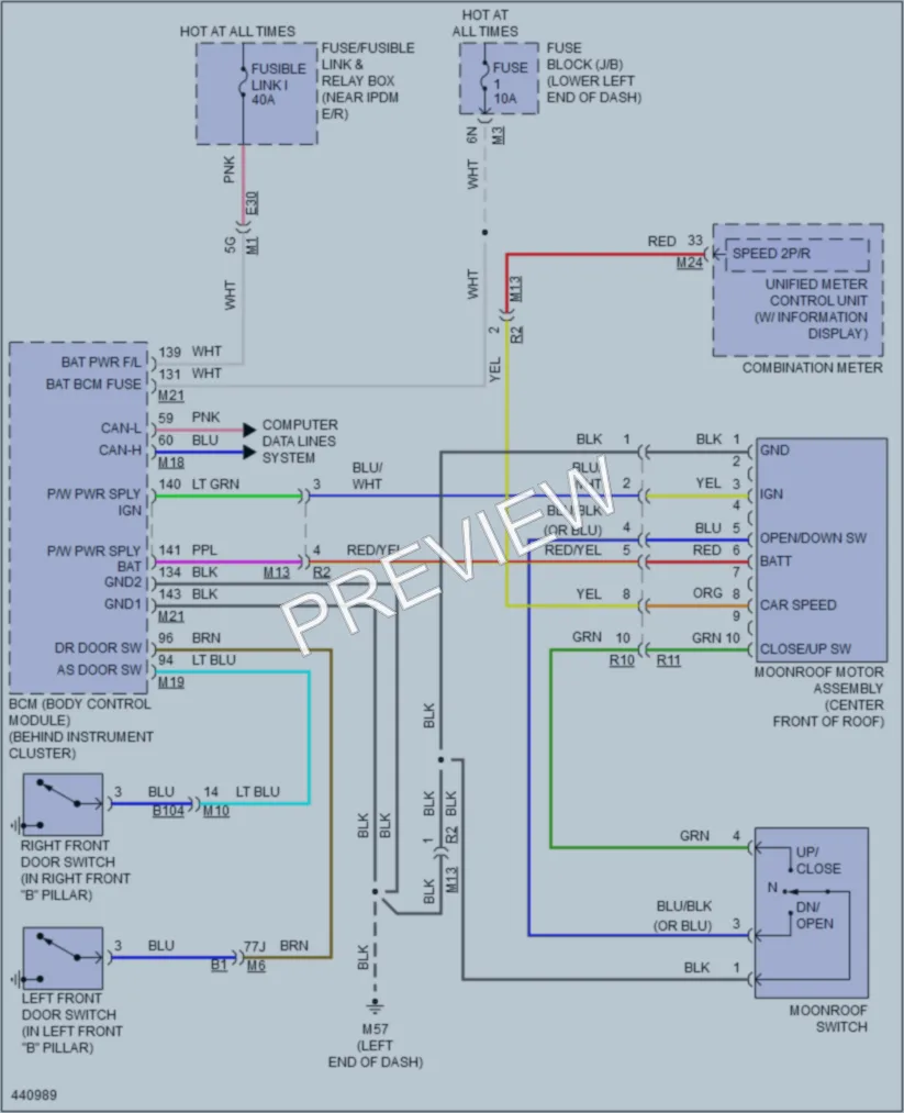 2014 Nissan Altima Power Top Sunroof wiring diagram preview