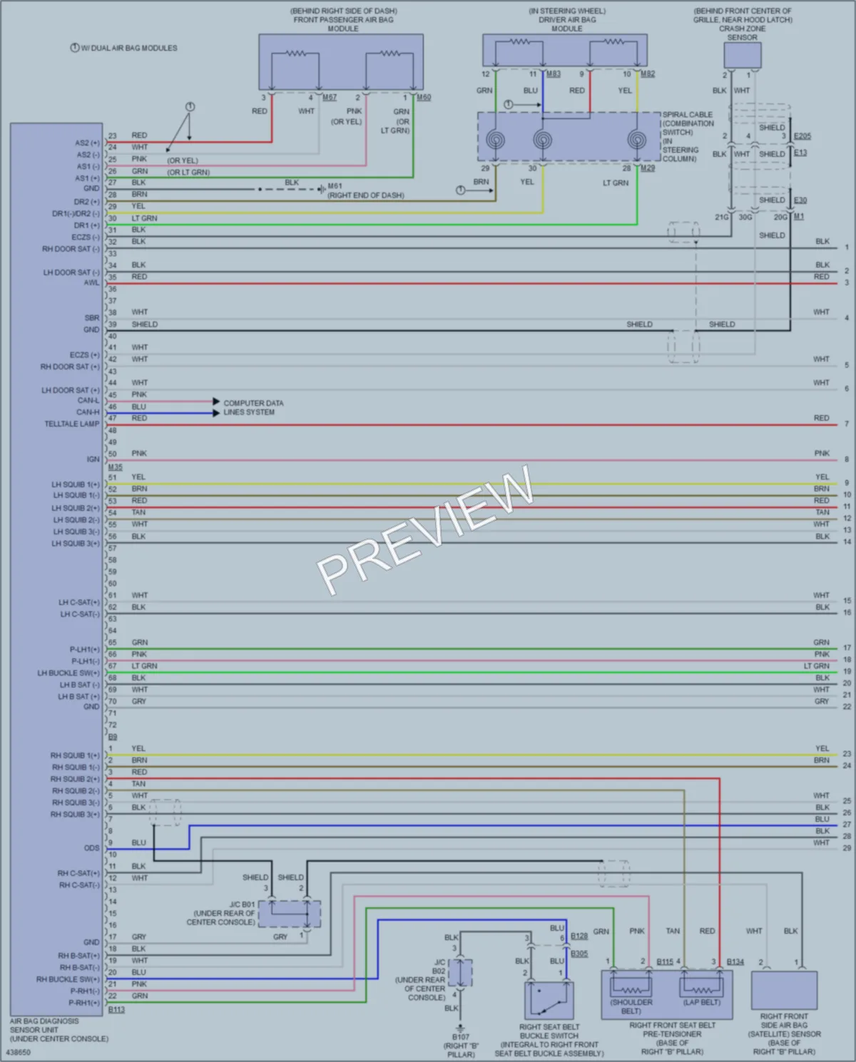 2014 Nissan Altima Supplemental Restraints wiring diagram preview