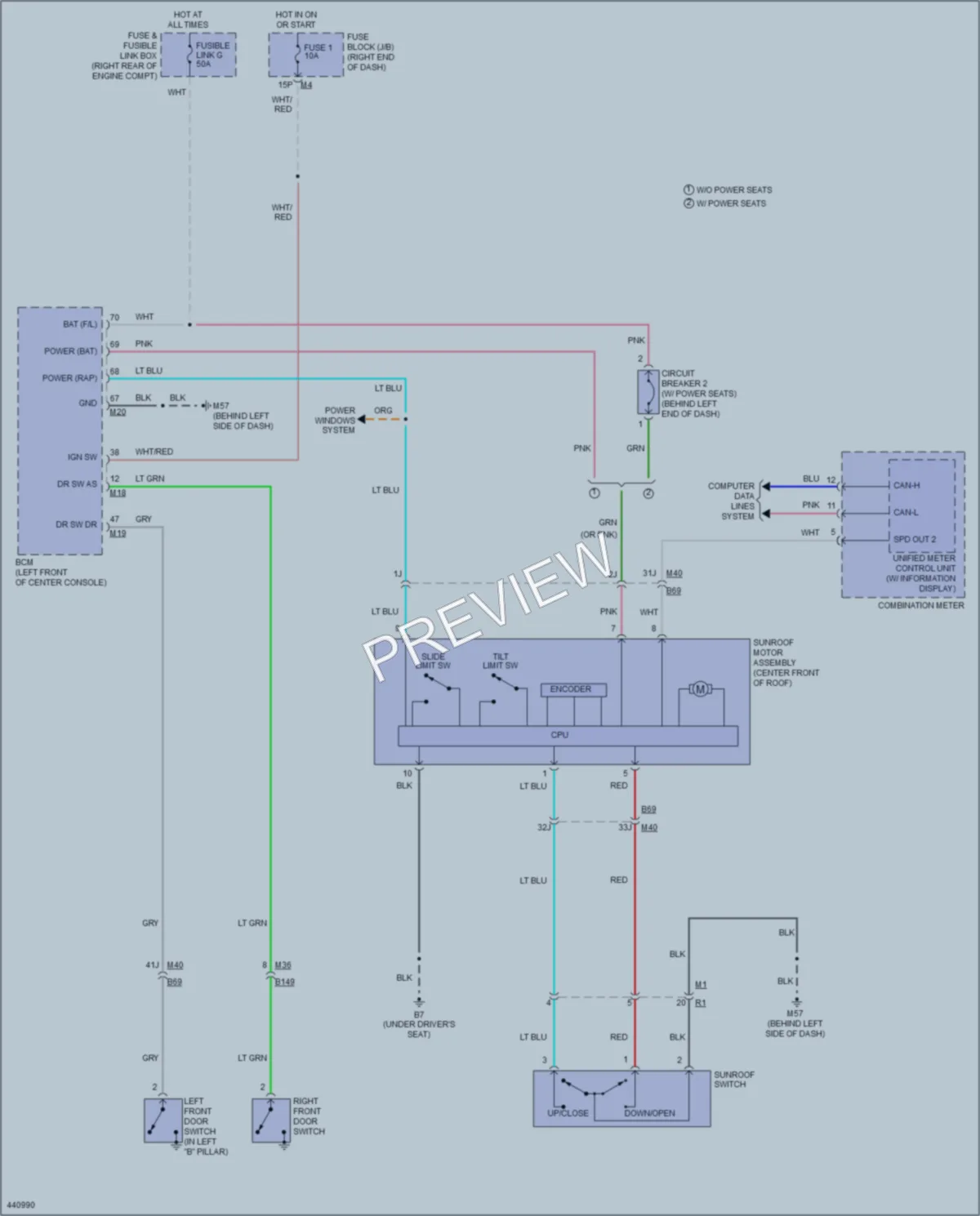 2014 Nissan Frontier Power Top Sunroof wiring diagram preview