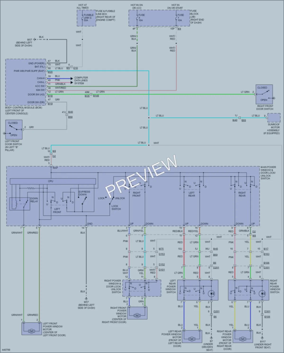 2014 Nissan Frontier Power Windows wiring diagram preview
