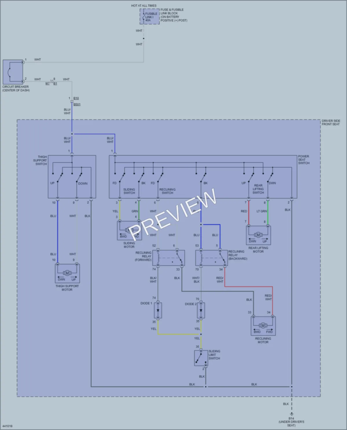 2014 Nissan GTR Power Seats wiring diagram preview