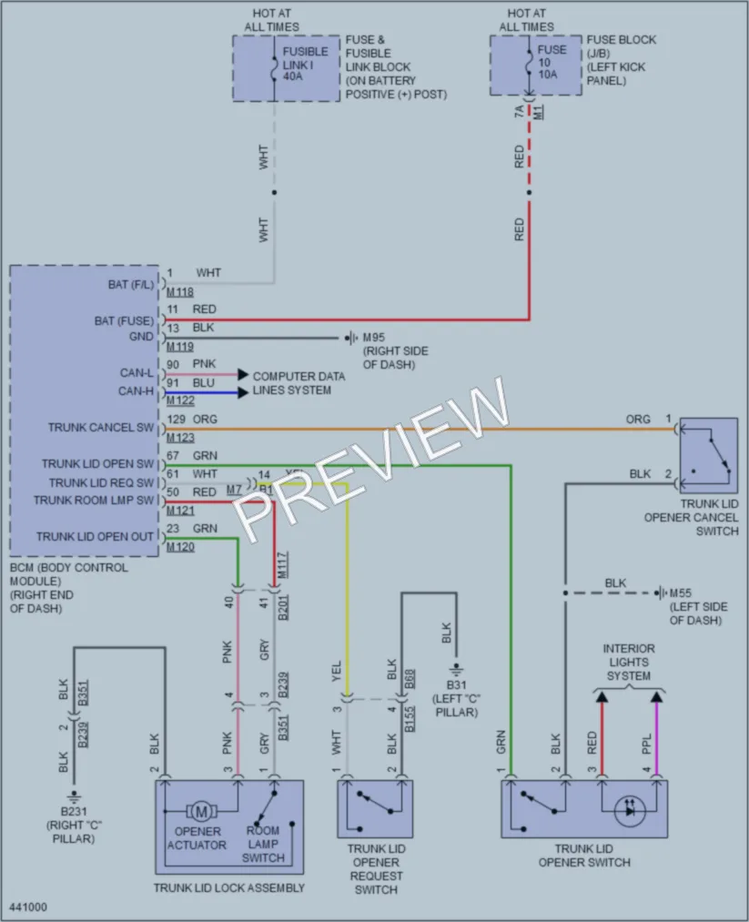 2014 Nissan GTR Trunk Tailgate Fuel Door wiring diagram preview