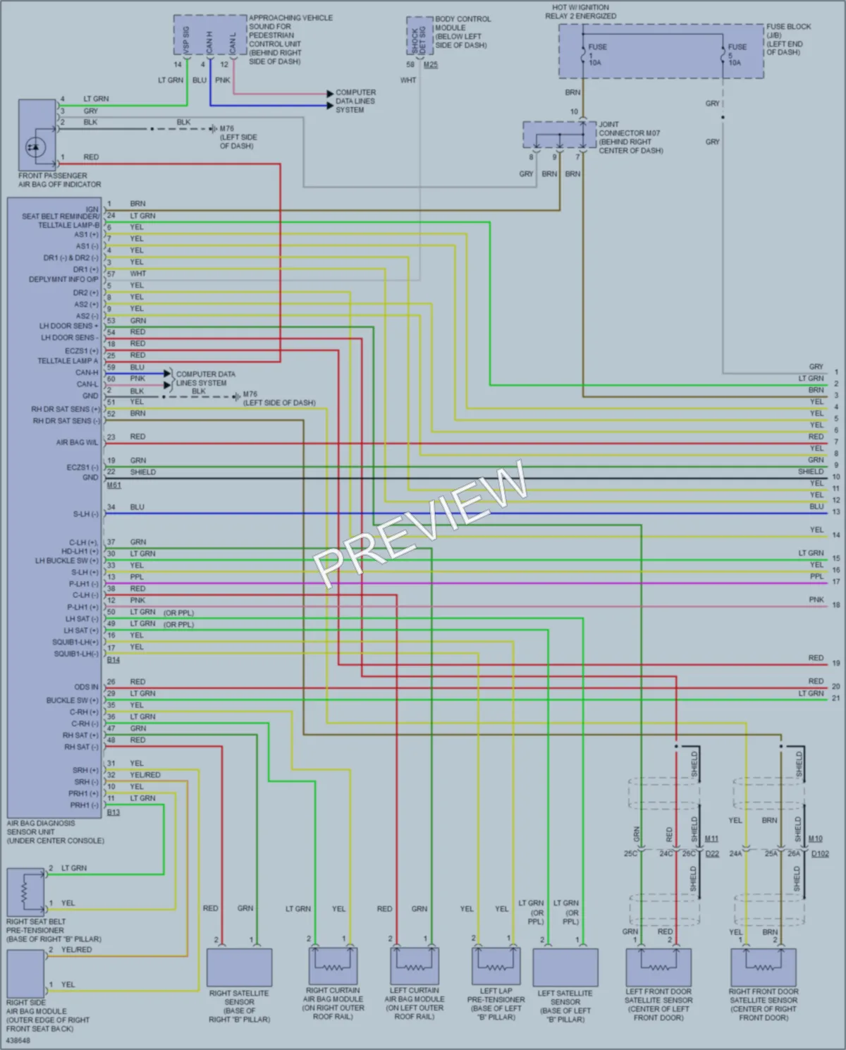 2014 Nissan LEAF Supplemental Restraints wiring diagram preview