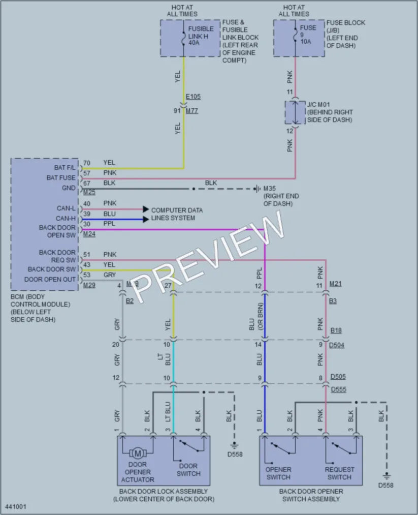 2014 Nissan LEAF Trunk Tailgate Fuel Door wiring diagram preview