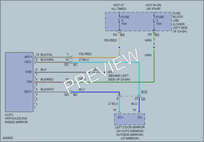 2014 Nissan Maxima Power Mirrors wiring diagram preview