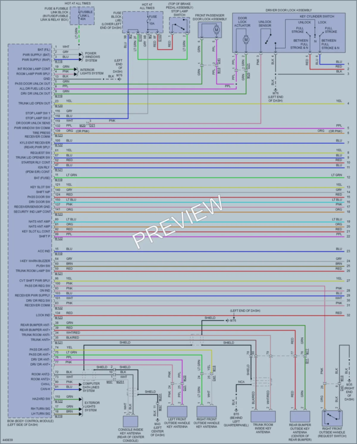 2014 Nissan Murano Power Door Locks wiring diagram preview