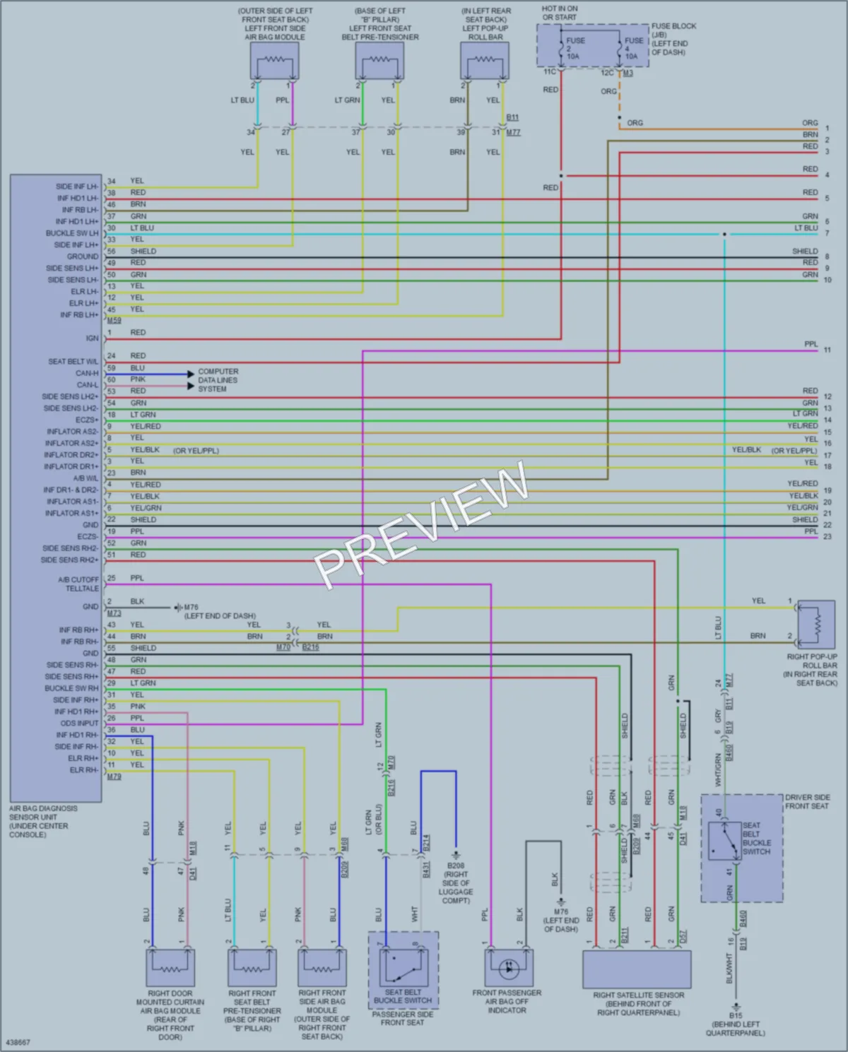2014 Nissan Murano Supplemental Restraints wiring diagram preview