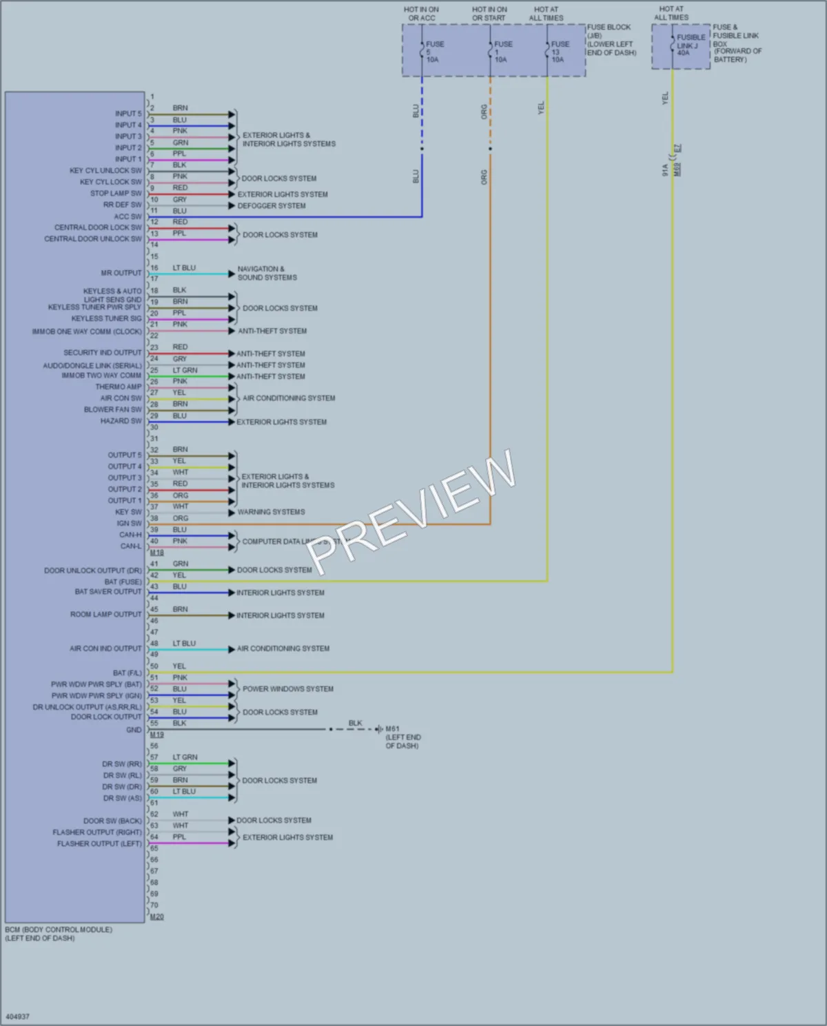 2014 Nissan NV200 Body Control Modules wiring diagram preview